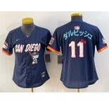Women's San Diego Padres X Hello Kitty #11 ダルビッシュ Obsidian 2026 City Connect Stadium Stitched Baseball Jersey