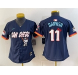 Women's San Diego Padres X Hello Kitty #11 Yu Darvish Obsidian 2026 City Connect Stadium Stitched Baseball Jersey