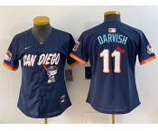 Women's San Diego Padres X Hello Kitty #11 Yu Darvish Obsidian 2026 City Connect Stadium Stitched Baseball Jersey
