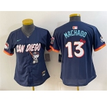 Women's San Diego Padres X Hello Kitty #13 Manny Machado Obsidian 2026 City Connect Stadium Stitched Baseball Jersey