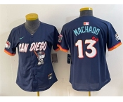 Women's San Diego Padres X Hello Kitty #13 Manny Machado Obsidian 2026 City Connect Stadium Stitched Baseball Jersey