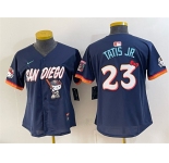 Women's San Diego Padres X Hello Kitty #23 Fernando Tatis Jr. Obsidian 2026 City Connect Stadium Stitched Baseball Jersey