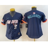 Women's San Diego Padres X Hello Kitty Obsidian 2026 City Connect Stadium Stitched Baseball Jersey