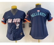 Women's San Diego Padres X Hello Kitty Obsidian 2026 City Connect Stadium Stitched Baseball Jersey