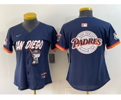 Women's San Diego Padres X Hello Kitty Team Big Logo Obsidian 2026 City Connect Stadium Stitched Baseball Jersey