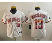 Youth San Diego Padres #13 Manny Machado White Mexico Cool Base Stitched Baseball Jersey