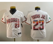 Youth San Diego Padres #23 Fernando Tatis Jr. White Mexico Cool Base Stitched Baseball Jersey