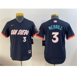 Youth San Diego Padres #3 Jackson Merrill Obsidian 2026 City Connect Stadium Stitched Baseball Jersey