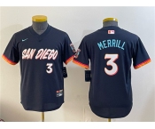 Youth San Diego Padres #3 Jackson Merrill Obsidian 2026 City Connect Stadium Stitched Baseball Jersey