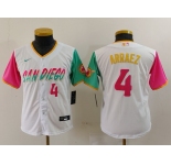 Youth San Diego Padres #4 Luis Arraez Number White 2023 City Connect Cool Base Stitched Jersey