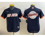 Youth San Diego Padres Team Big Logo Obsidian 2026 City Connect Stadium Stitched Baseball Jersey