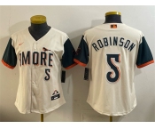 Women's Baltimore Orioles #5 Brooks Robinson Natural 2026 City Connect Stadium Stitched Baseball Jersey