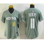 Women's Boston Red Sox #11 Rafael Devers Light Green 2025 City Connect Player Name Limited Jersey