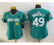 Women's Boston Red Sox #49 Tim Wakefield Memorial Patch Green 2025 City Connect Limited Stitched Baseball Jersey