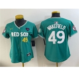 Youth Boston Red Sox #49 Tim Wakefield Memorial Patch Green 2025 City Connect Limited Stitched Baseball Jersey