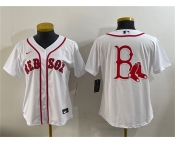 Youth Boston Red Sox Team Big Logo White Cool Base Stitched Baseball Jersey