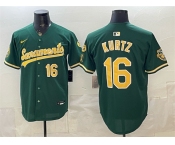 Men's Oakland Athletics #16 Nick Kurtz 2026 Green Alternate Sacramento Celebrating 125 Years Vapor Limited Stitched Baseball Jersey