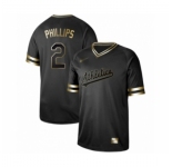 Men's Oakland Athletics #2 Tony Phillips Authentic Black Gold Fashion Baseball Jersey