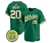 Men's Oakland Athletics #20 Zack Gelof Green 2024 Limited With Rickey Henderson Patch Stitched Jersey