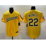 Men's Oakland Athletics #22 Jeff McNeil 2026 Yellow Alternate Sacramento Celebrating 125 Years Vapor Limited Stitched Baseball Jersey