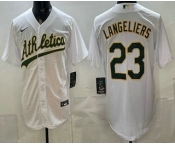 Men's Oakland Athletics #23 Shea Langeliers White Stitched Jersey