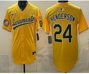 Men's Oakland Athletics #24 Ricky Henderson Yellow Limited Jersey