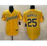 Men's Oakland Athletics #25 Brent Rooker 2026 Yellow Alternate Sacramento Celebrating 125 Years Vapor Limited Stitched Baseball Jersey