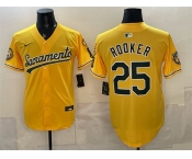 Men's Oakland Athletics #25 Brent Rooker 2026 Yellow Alternate Sacramento Celebrating 125 Years Vapor Limited Stitched Baseball Jersey