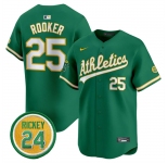Men's Oakland Athletics #25 Brent Rooker Green 2024 Limited With Rickey Henderson Patch Stitched Jersey
