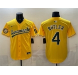 Men's Oakland Athletics #4 Lawrence Butler 2026 Yellow Alternate Sacramento Celebrating 125 Years Vapor Limited Stitched Baseball Jersey