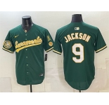 Men's Oakland Athletics #9 Reggie Jackson 2026 Green Alternate Sacramento Celebrating 125 Years Vapor Limited Stitched Baseball Jersey