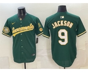 Men's Oakland Athletics #9 Reggie Jackson 2026 Green Alternate Sacramento Celebrating 125 Years Vapor Limited Stitched Baseball Jersey