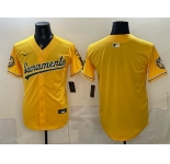 Men's Oakland Athletics Blank 2026 Yellow Alternate Sacramento Celebrating 125 Years Vapor Limited Stitched Baseball Jersey