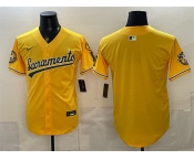 Men's Oakland Athletics Blank 2026 Yellow Alternate Sacramento Celebrating 125 Years Vapor Limited Stitched Baseball Jersey