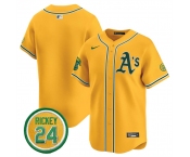 Men's Oakland Athletics Blank Yellow 2024 Limited With Rickey Henderson Patch Stitched Jersey