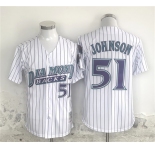Men's Arizona Diamondbacks #51 Randy Johnson White Throwback Cool Base Stitched Baseball Jersey