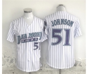 Men's Arizona Diamondbacks #51 Randy Johnson White Throwback Cool Base Stitched Baseball Jersey