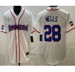 Men's Dominican #28 Austin Wells White 2026 World Baseball Classic Cool Base Jersey