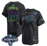 Men's Tampa Bay Rays #13 Junior Caminero Charcoal 2026 AL East Champions Patch City Connect Limited Stitched Baseball Jersey