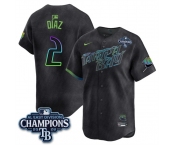 Men's Tampa Bay Rays #2 Yandy Díaz Charcoal 2026 AL East Champions Patch City Connect Limited Stitched Baseball Jersey