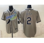 Men's Tampa Bay Rays #2 Yandy DÃaz Gray 2026 AL East Champions Patch Vapor Limited Stitched Baseball Jersey