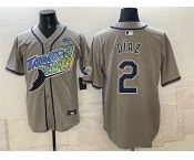 Men's Tampa Bay Rays #2 Yandy Díaz Gray 2026 AL East Champions Patch Vapor Limited Stitched Baseball Jersey