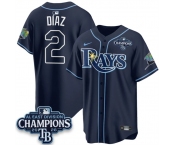 Men's Tampa Bay Rays #2 Yandy Díaz Navy 2026 AL East Champions Patch Limited Stitched Baseball Jersey
