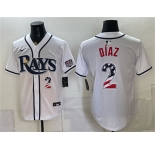 Men's Tampa Bay Rays #2 Yandy Díaz White 2026 USA 250 Fourth of July Home Stitched Baseball Jersey