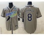 Men's Tampa Bay Rays #8 Jonathan Aranda Gray 2026 AL East Champions Patch Vapor Limited Stitched Baseball Jersey