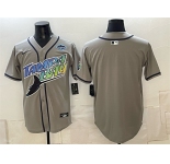 Men's Tampa Bay Rays Blank Gray 2026 AL East Champions Patch Vapor Limited Stitched Baseball Jersey