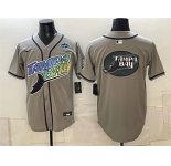 Men's Tampa Bay Rays Team Big Logo Gray 2026 AL East Champions Patch Vapor Limited Stitched Baseball Jersey