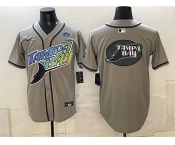 Men's Tampa Bay Rays Team Big Logo Gray 2026 AL East Champions Patch Vapor Limited Stitched Baseball Jersey