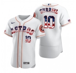 Houston Astros #10 Yuli Gurriel Men's Nike White Fluttering USA Flag Limited Edition Authentic MLB Jersey