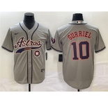 Men's Houston Astros #10 GrayYuli Gurriel Gray With Patch Cool Base Stitched Baseball Jersey